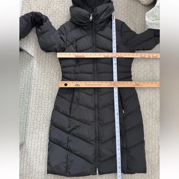 JESSICA SIMPSON Women's XS Hooded Puffer Long Black Zip-Up Jacket Winter Coat - Picture 10 of 14